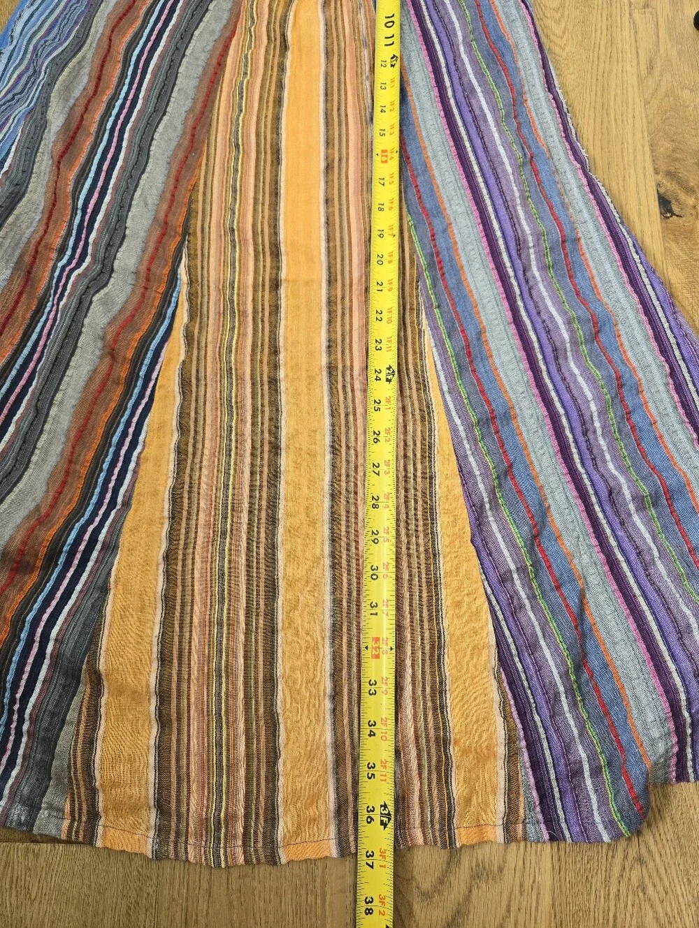 Boho Stripe Lace Up Maxi Skirt Size Small